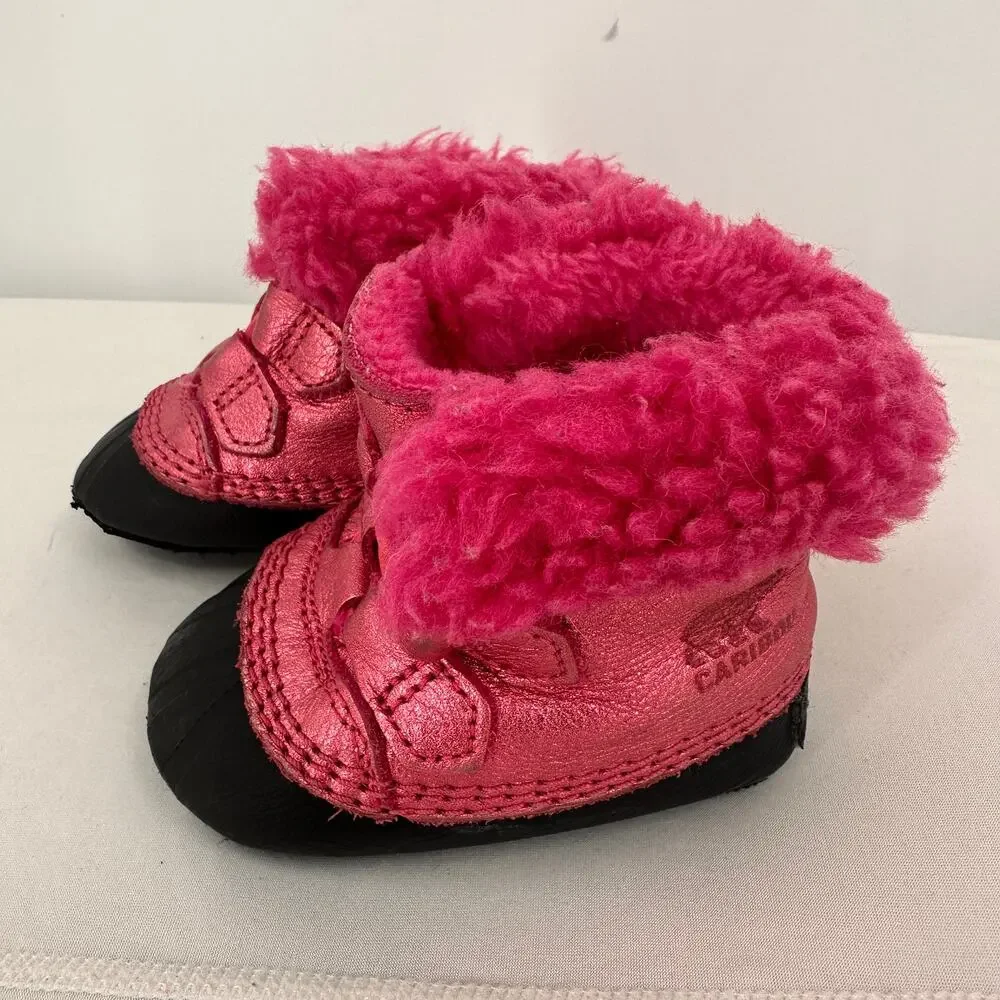 Sorel Baby Girls Insulated Pink/Black Boots Size 3